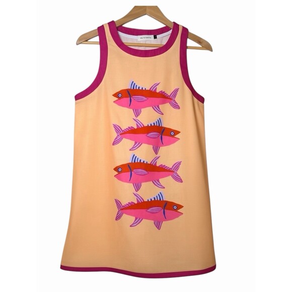 Nice To Meet You Tops - Women's Fish Print Sleevless Mini Dress Size Large